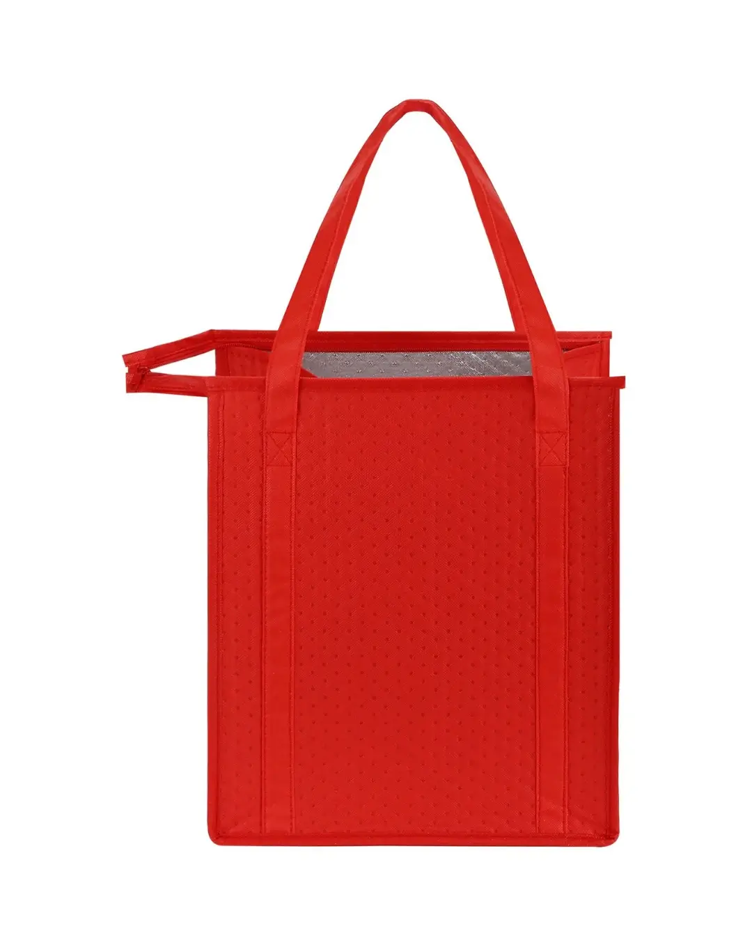 Custom insulated cooler tote bag in red for promotional bulk orders