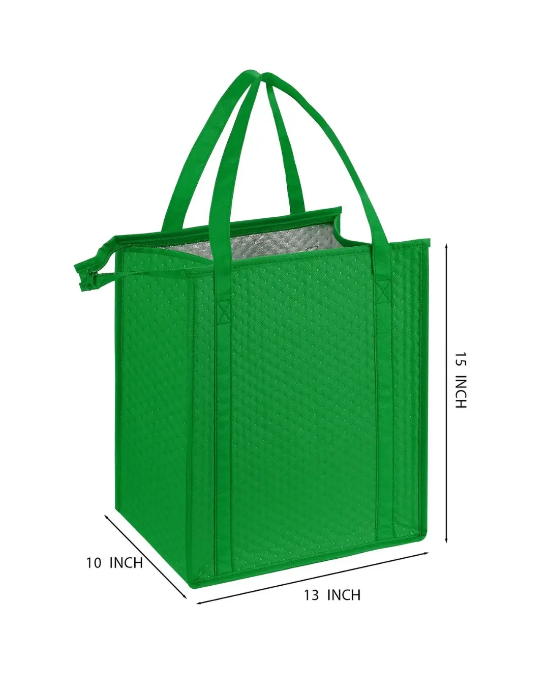 Custom insulated cooler tote bag specifications and dimensions diagram