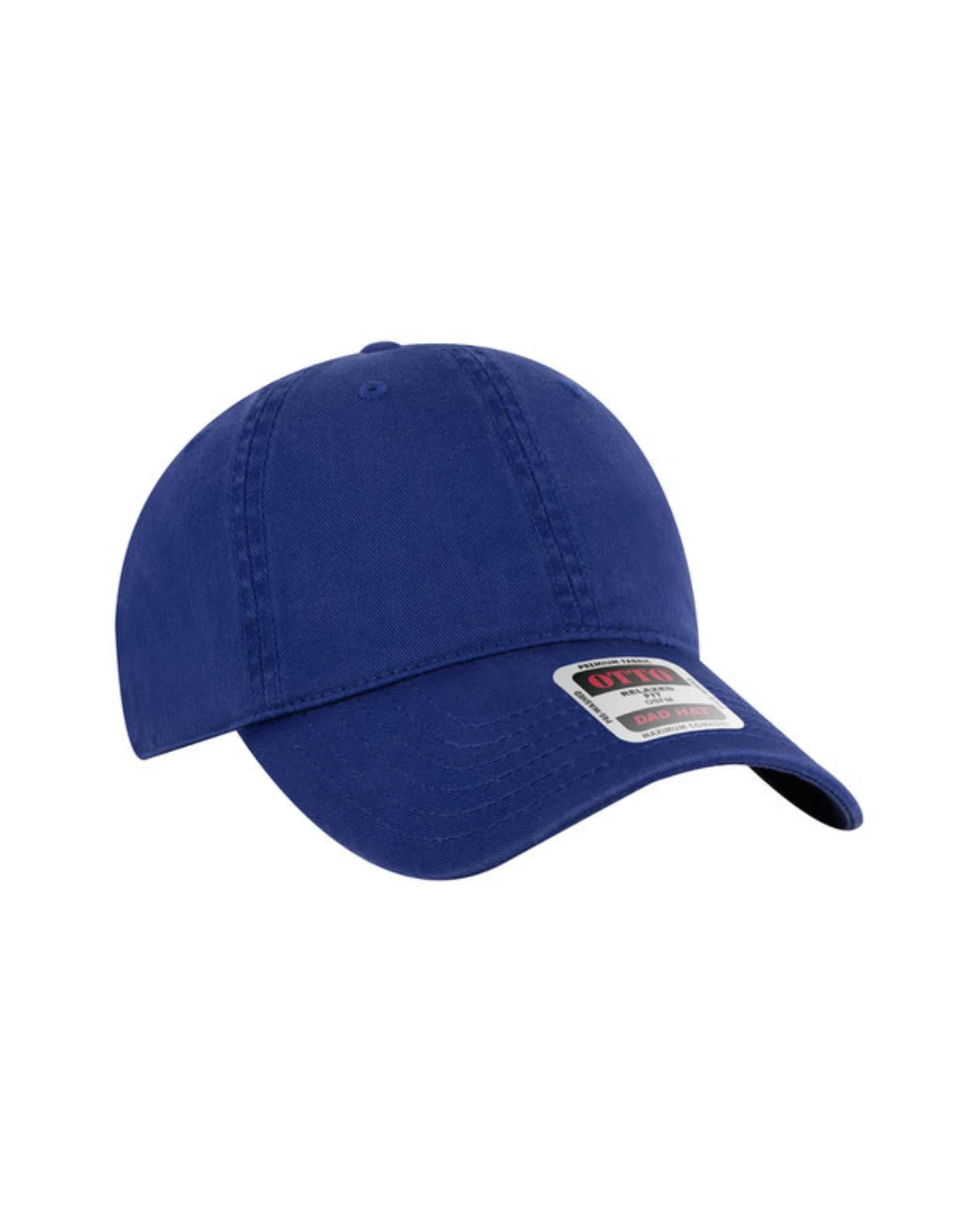 Custom baseball caps in Royal Blue, side
