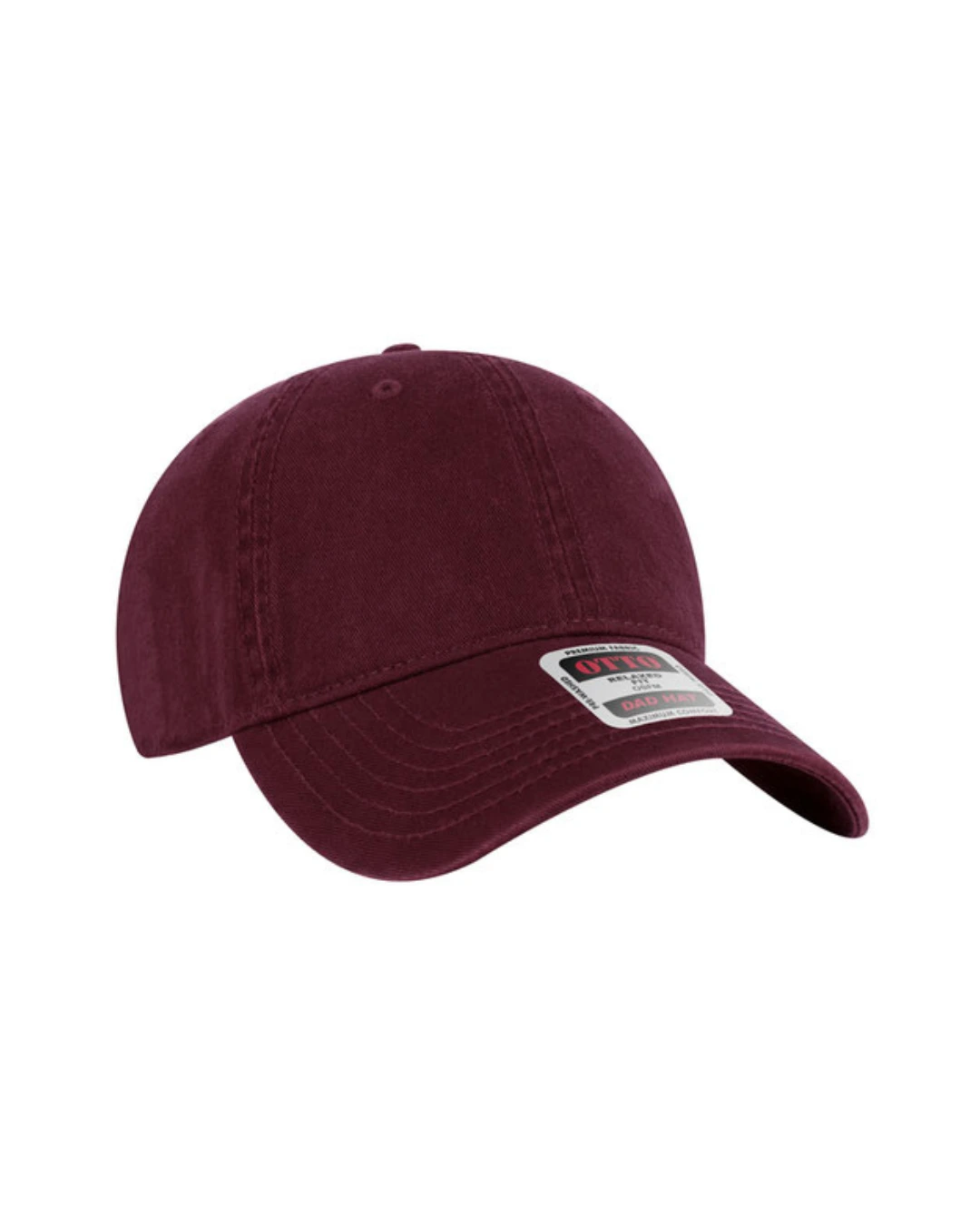 Custom baseball caps in Maroon, side