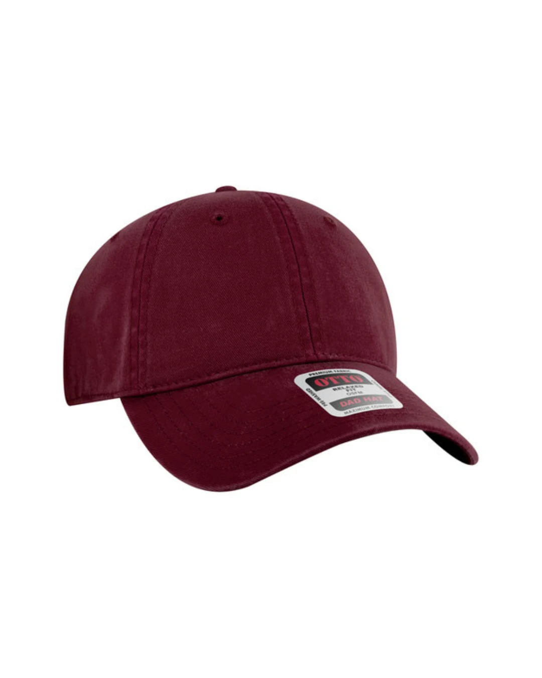 Custom baseball caps in Burgundy Maroon, side
