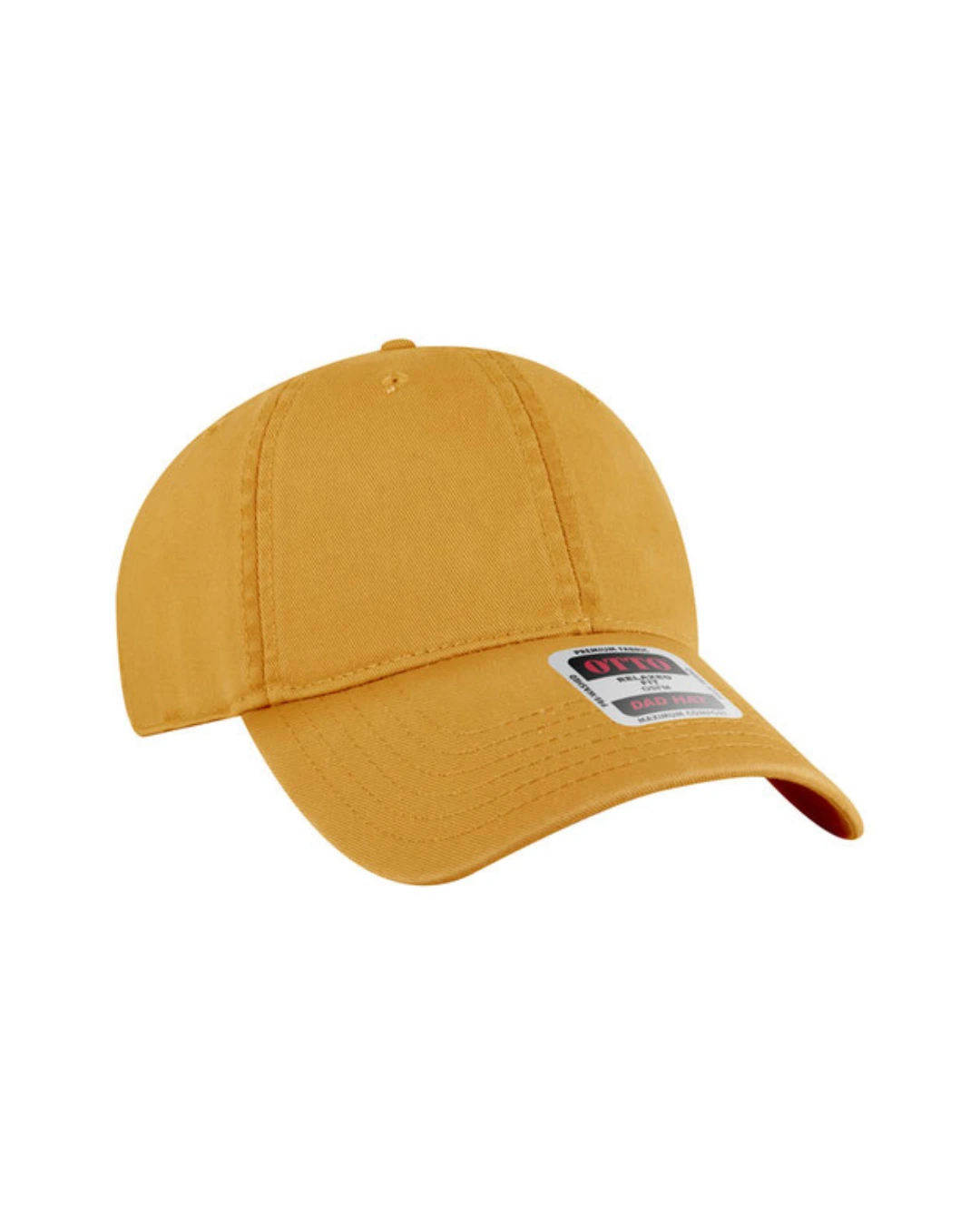 Custom baseball caps in Mustard Yellow, side