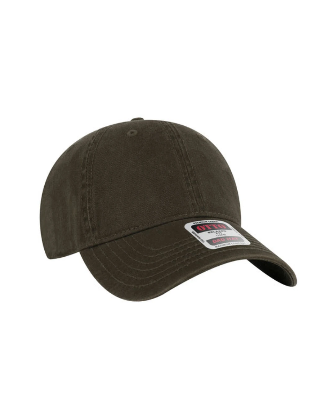 Custom baseball caps in Dark Olive Green, side