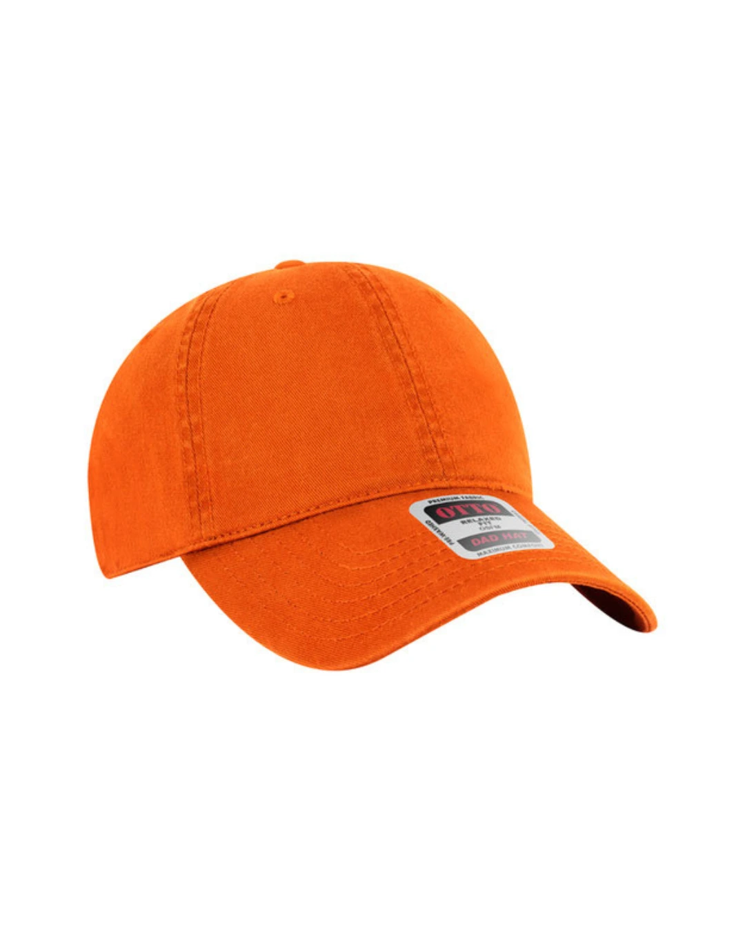Custom baseball caps in Tropical Orange, side