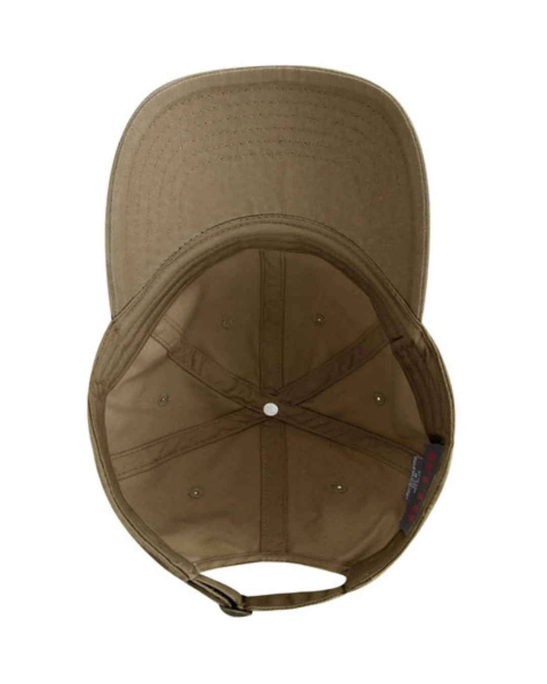 Custom baseball caps in Coyote Brown, inside