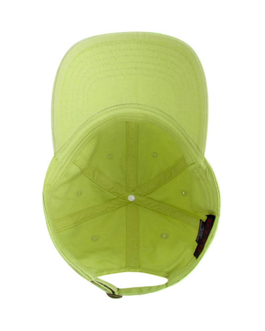 Custom baseball caps in Neon Green, inside