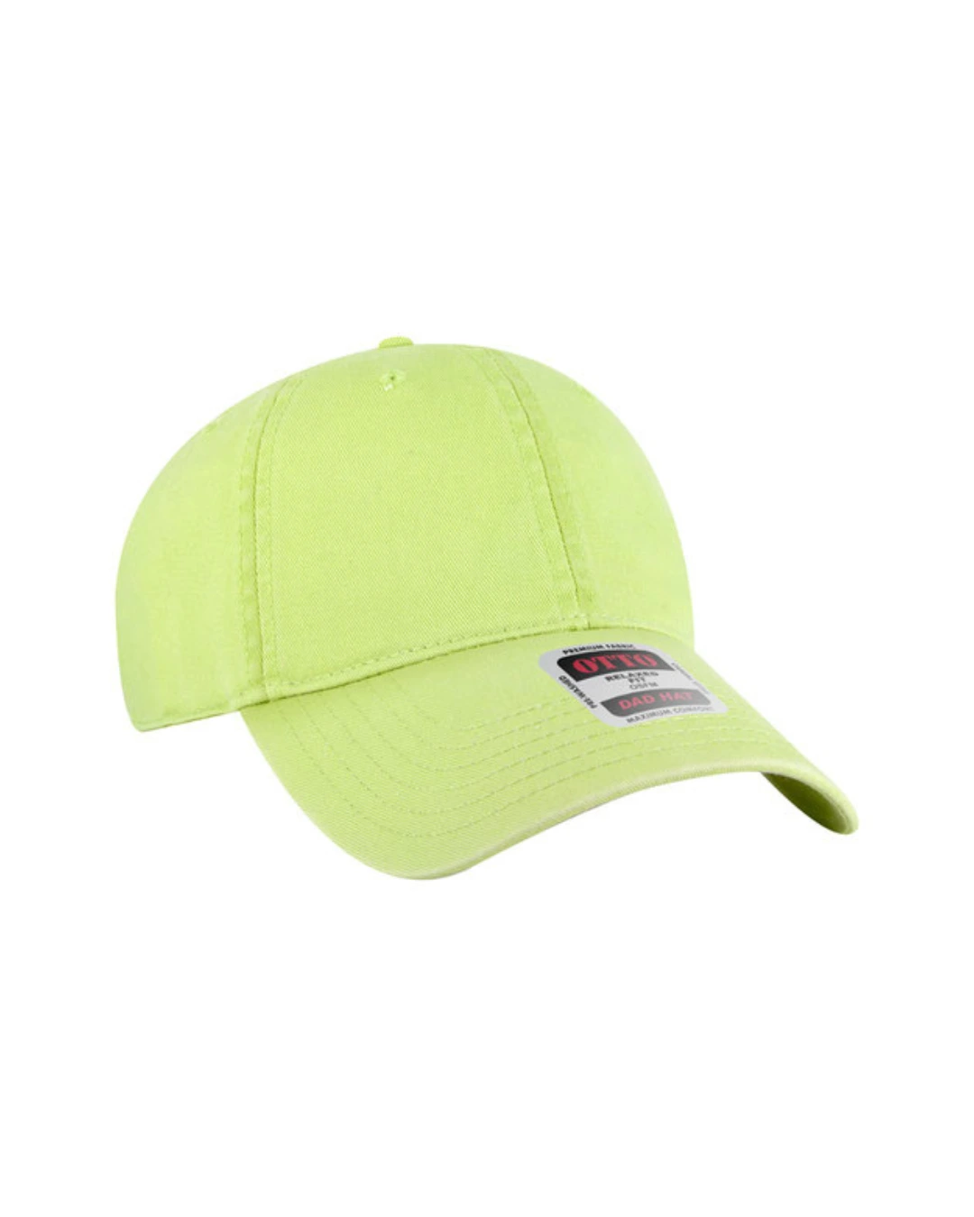 Custom baseball caps in Neon Green, side