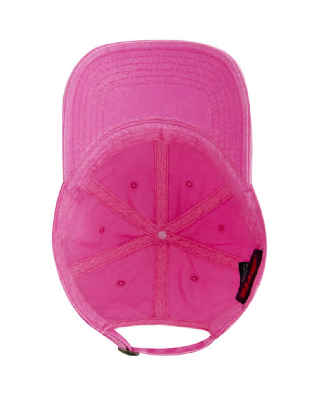 Custom baseball caps in Neon Pink, inside