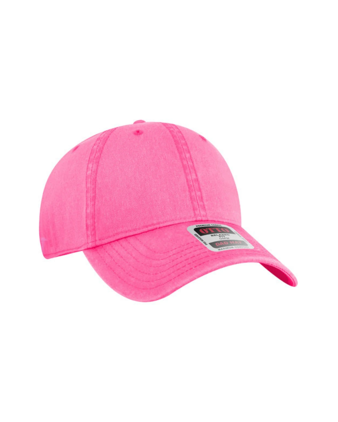 Custom baseball caps in Neon Pink, side
