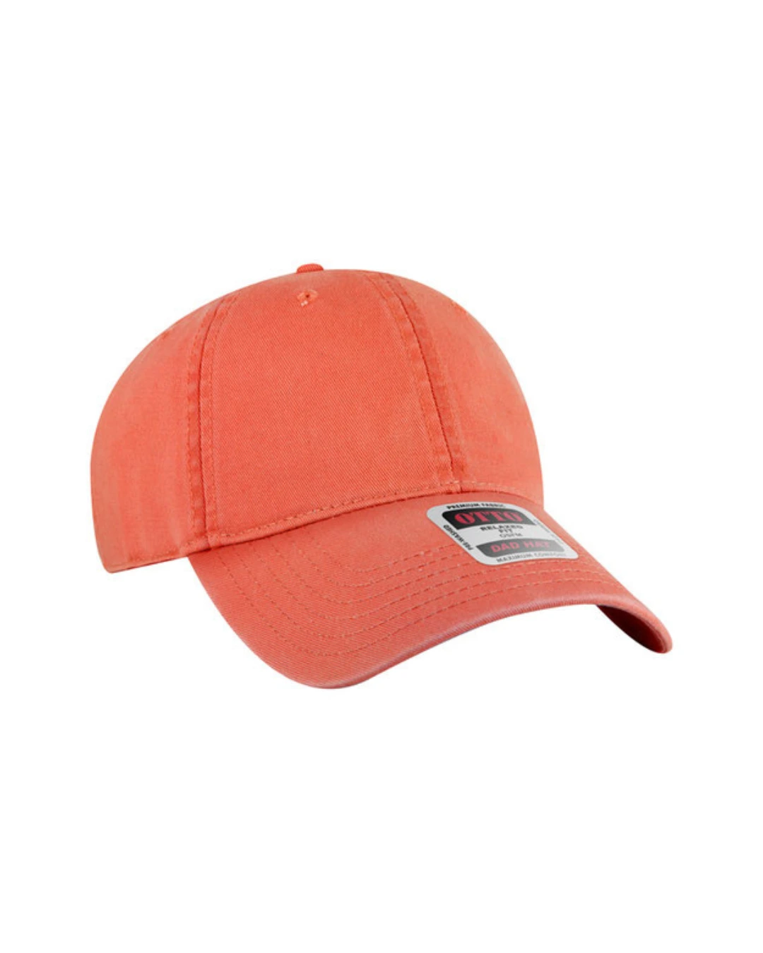 Custom baseball caps in Coral, side