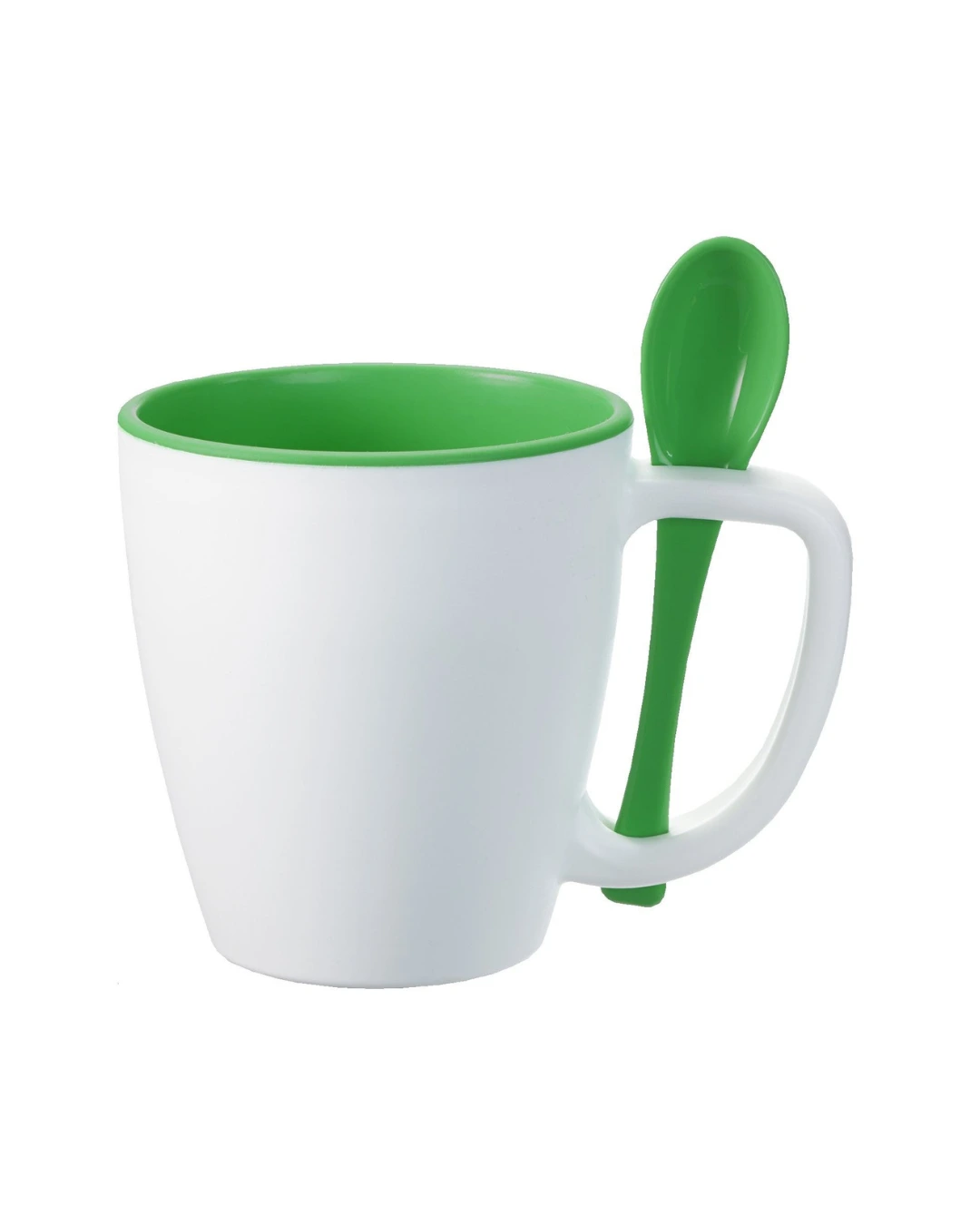 Custom insulated mugs with spoon in Green