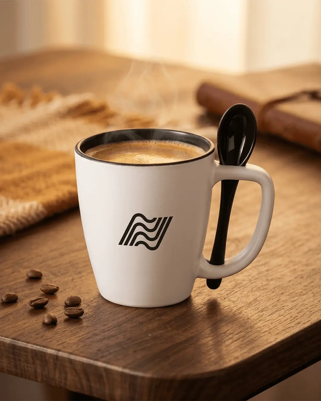 Custom insulated mugs with spoon, 16 oz
