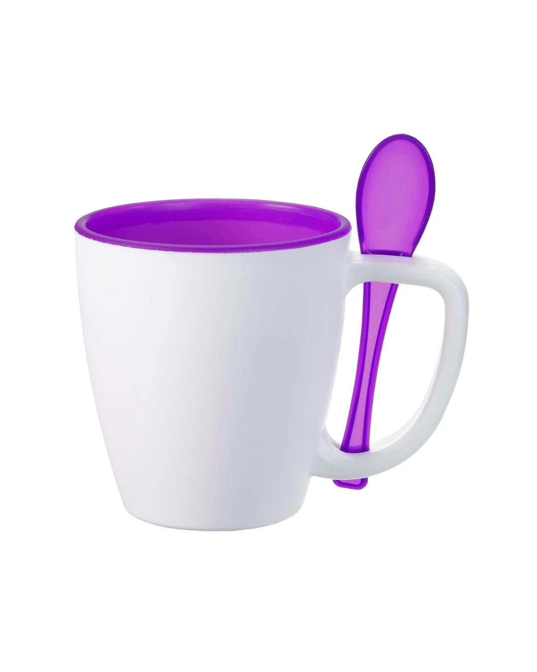 Custom insulated mugs with spoon in Translucent Purple