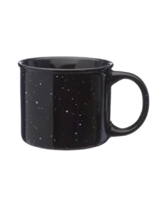 Custom speckled campfire camp mug in Black by Brandevois