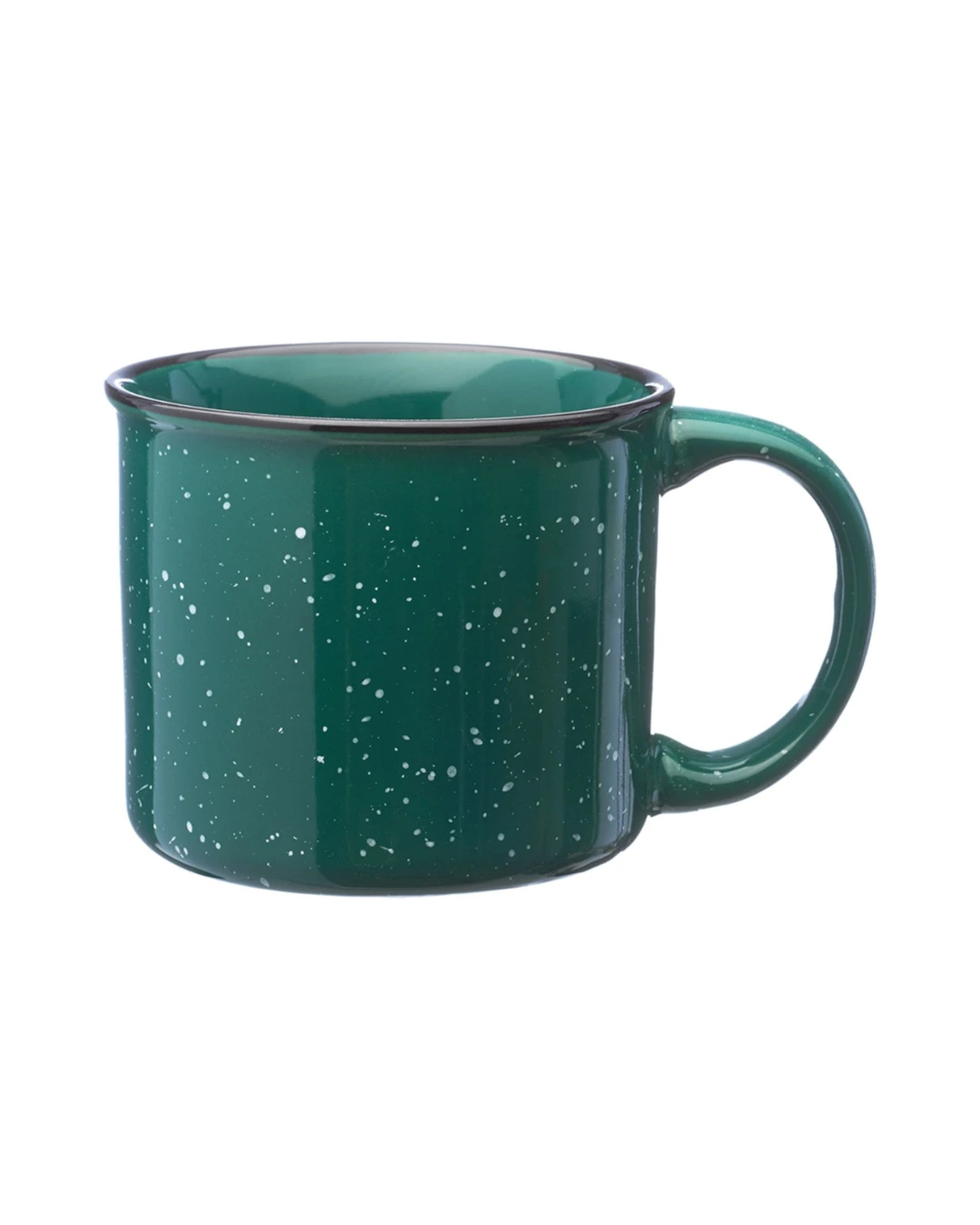 Custom speckled campfire camp mug in Green by Brandevois