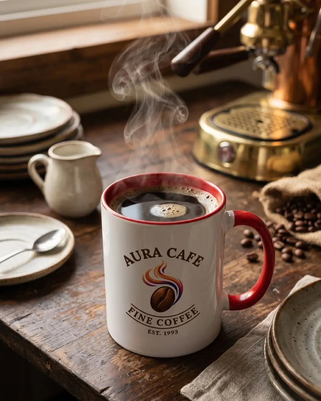 Custom ceramic mugs, 13 oz two-tone latte