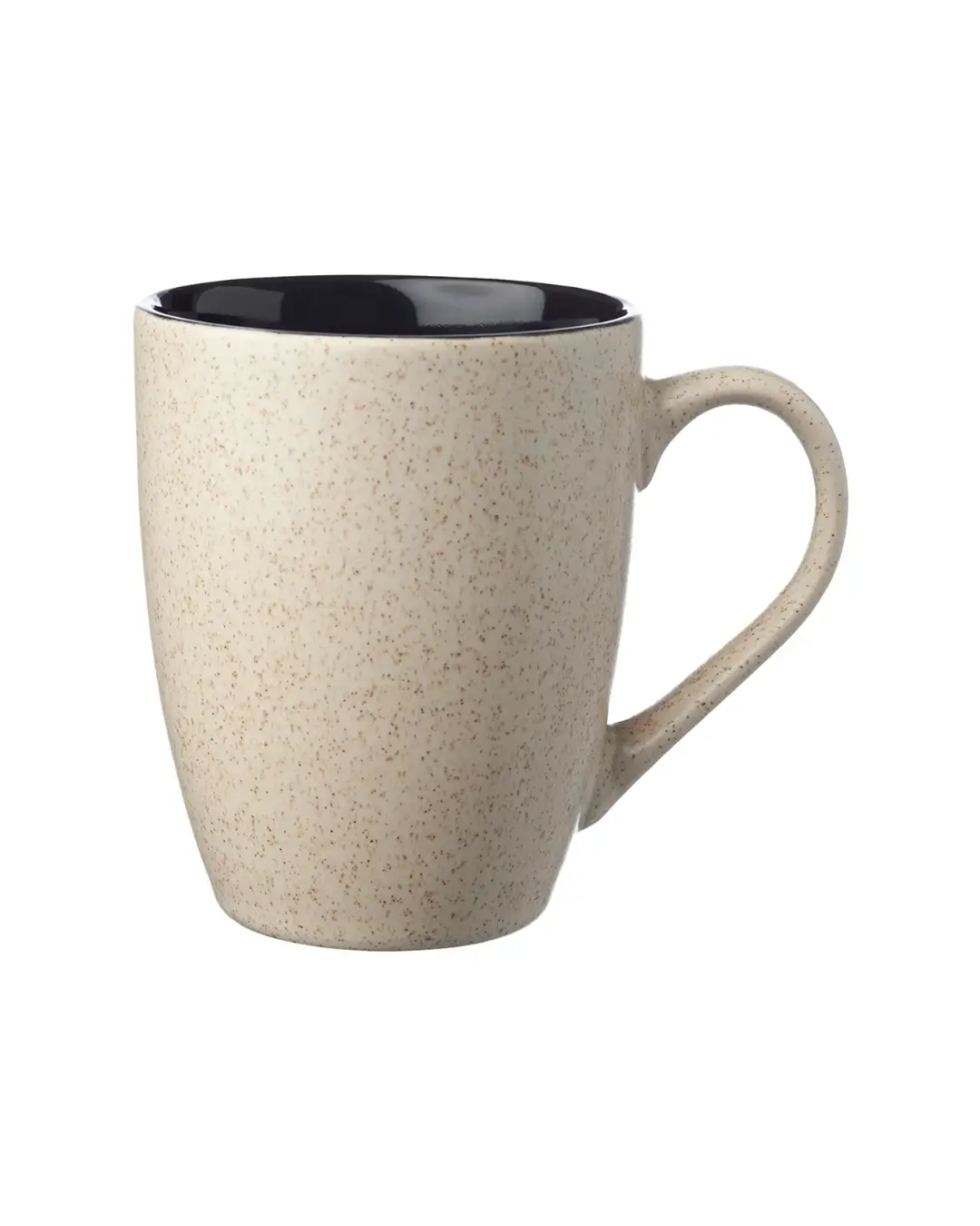 Custom two-tone speckled stoneware coffee mug in Black by Brandevois
