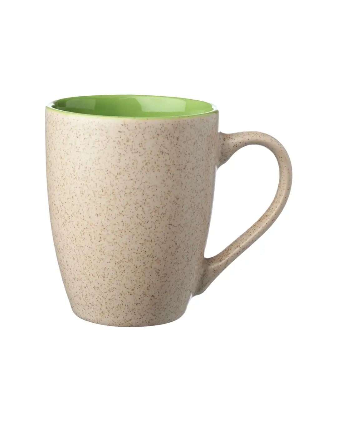 Custom two-tone speckled stoneware coffee mug in Lime Green by Brandevois
