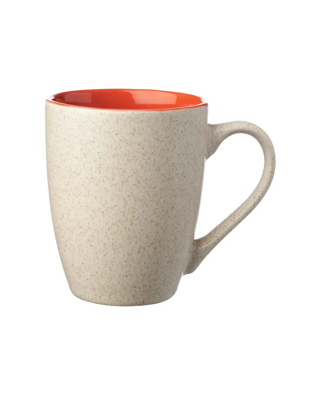 Custom two-tone speckled stoneware coffee mug in Orange by Brandevois