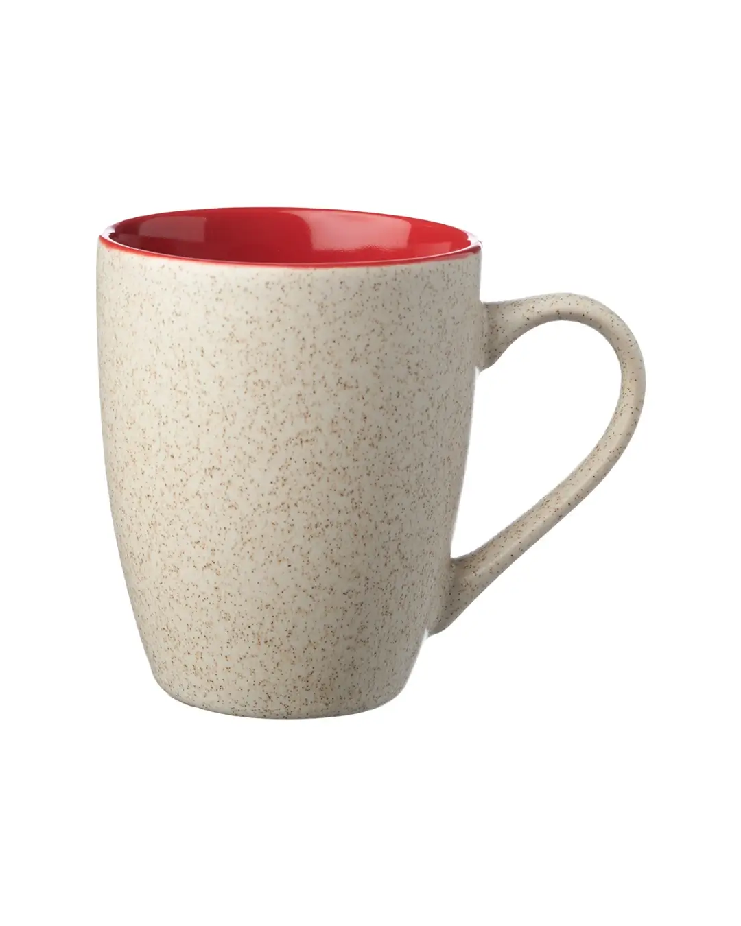 Custom two-tone speckled stoneware coffee mug in Red by Brandevois
