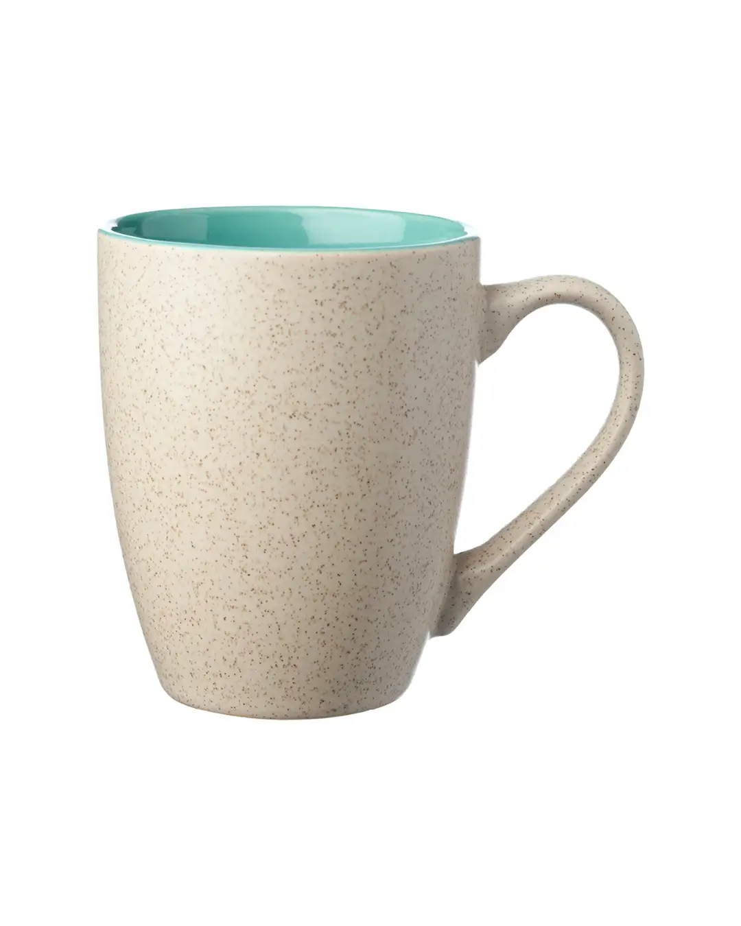 Custom two-tone speckled stoneware coffee mug in Teal by Brandevois