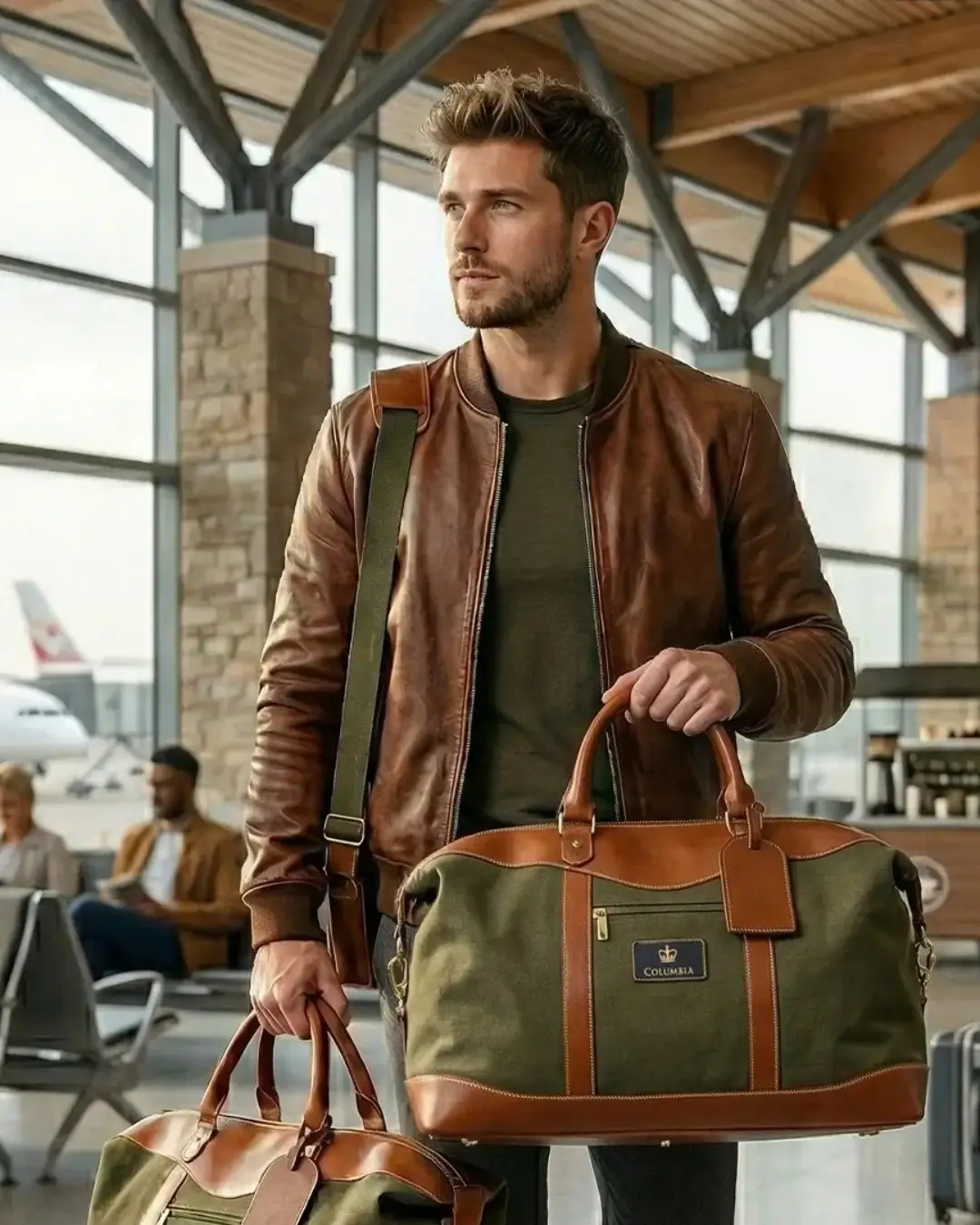Custom duffel bags in Custom Leather Duffel Bag — Lifestyle