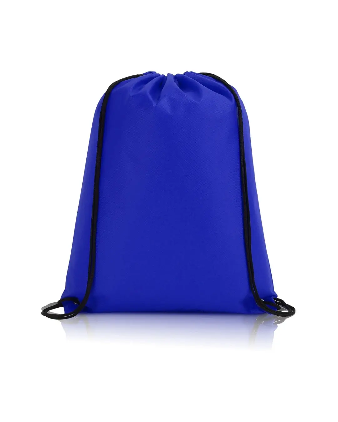 Custom drawstring bags in Royal Blue, 14 x 17 in non-woven backpack with cinch cord and metal grommets, front view