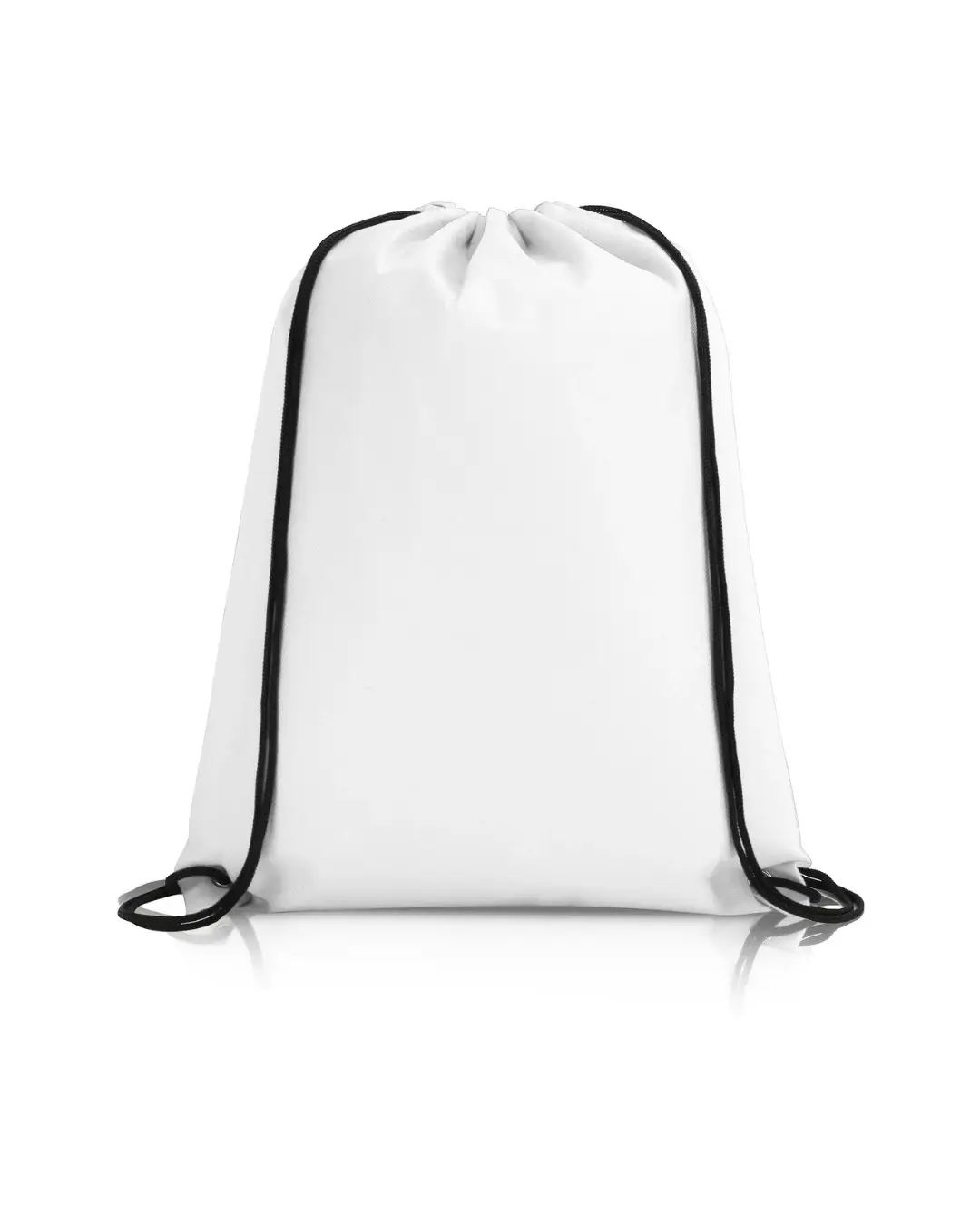 Custom drawstring bags in White, 14 x 17 in non-woven backpack with cinch cord and metal grommets, front view