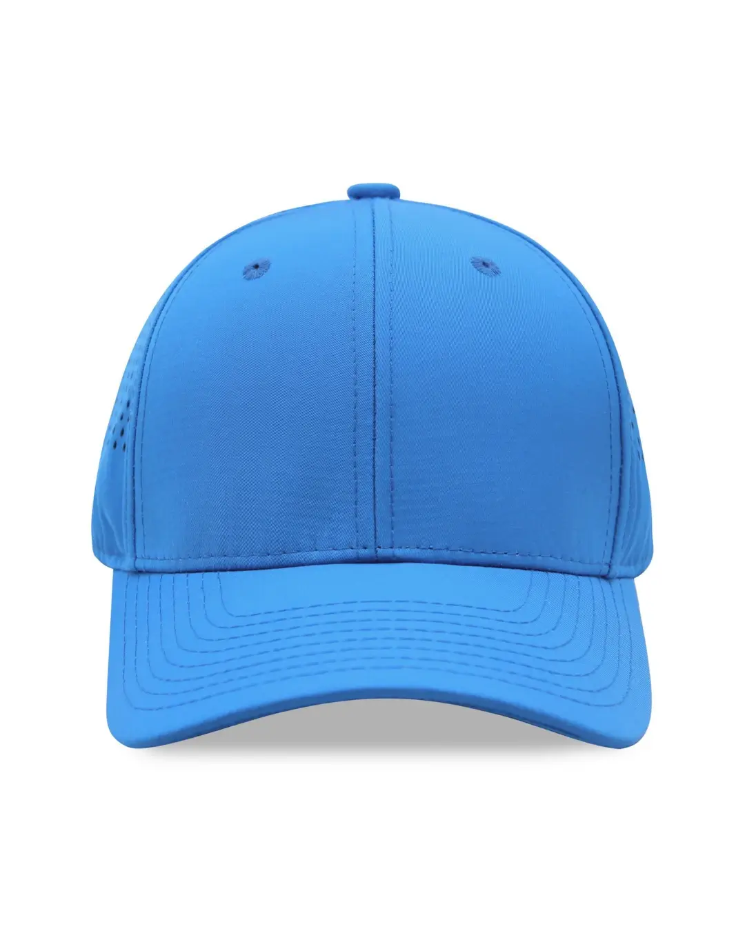 Custom golf trucker cap in JLLGH NPVLS_columbia blue_front view by Brandevois