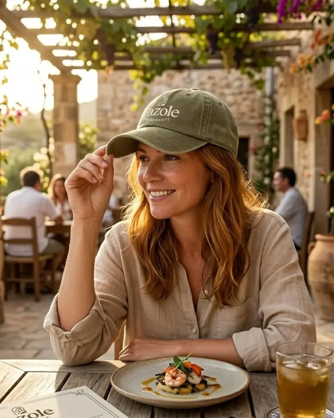 Custom dad hats worn casually showing the pre-curved visor and fabric strap