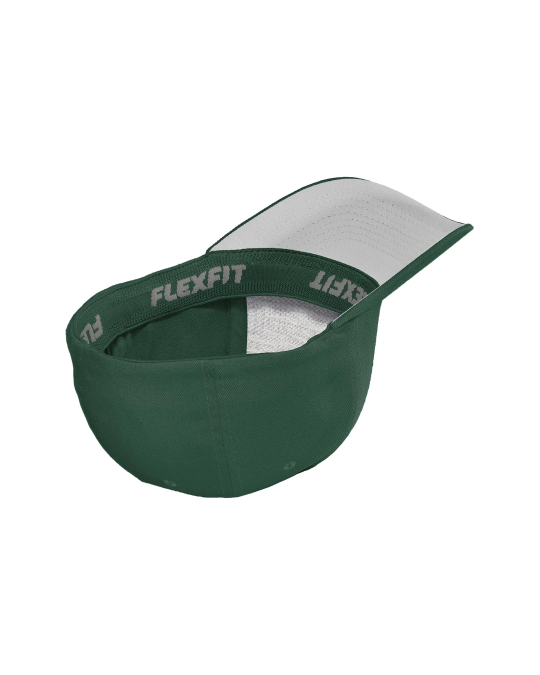 Custom fitted hats in Forest Green, inside