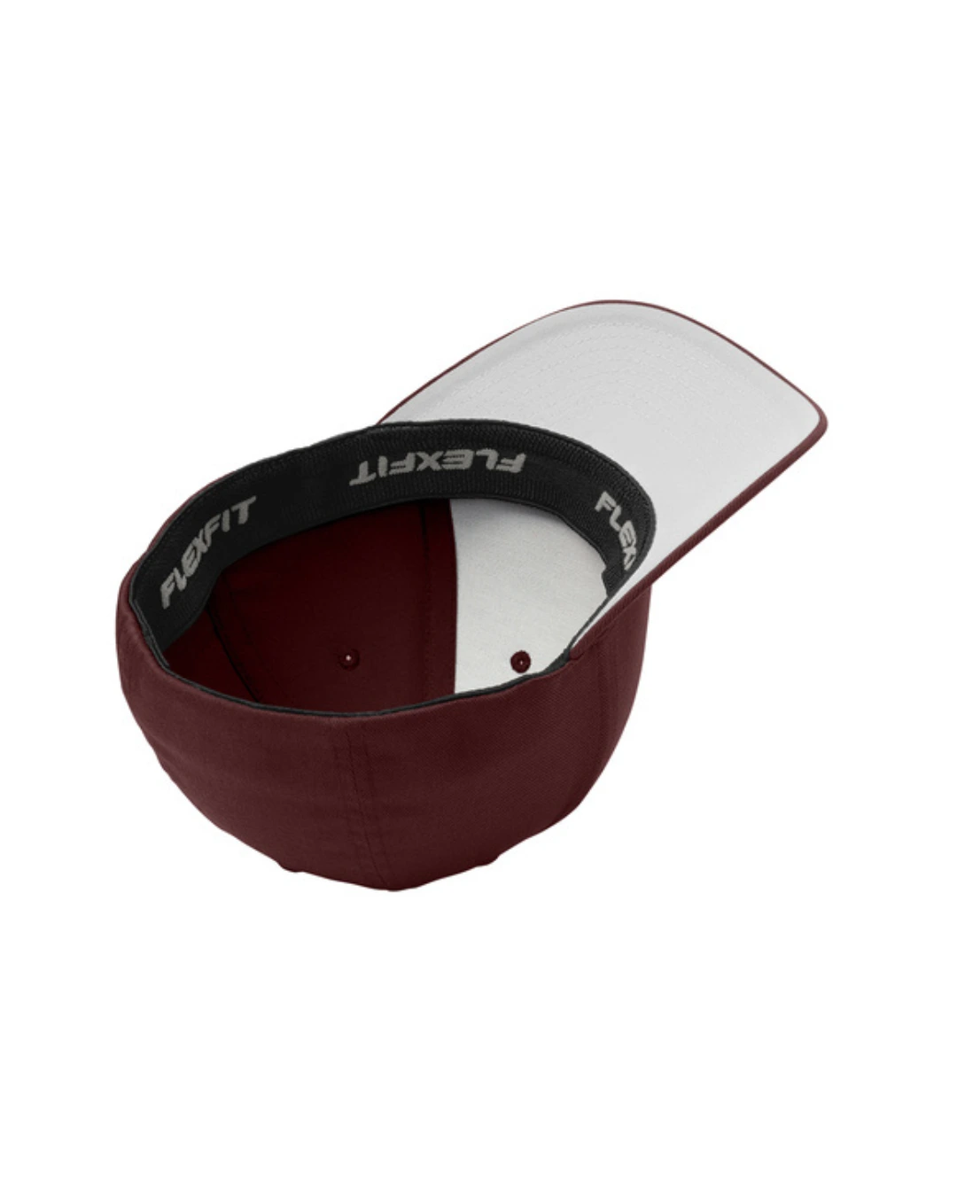 Custom fitted hats in Maroon, inside