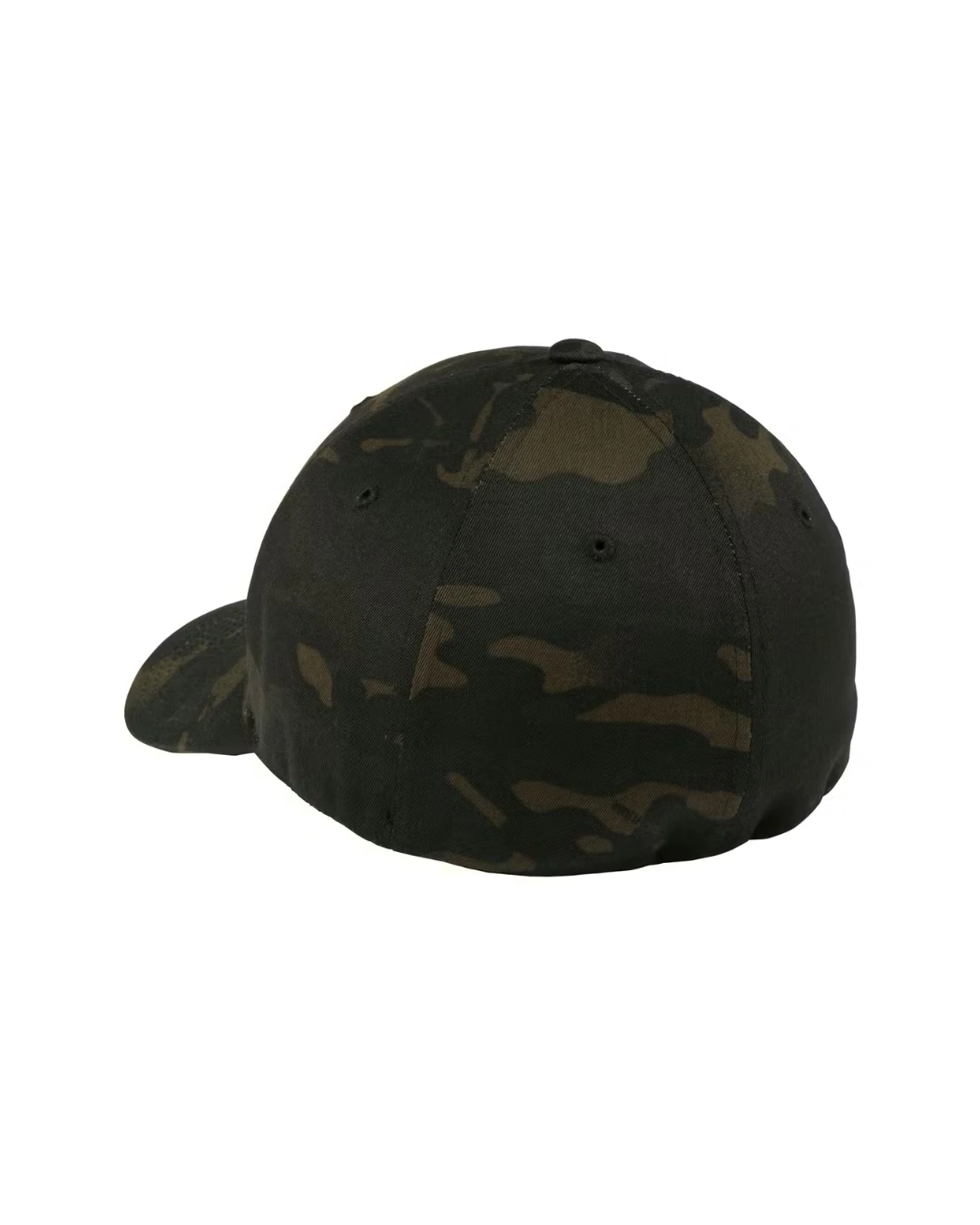 Custom fitted hats in Black Camo, back