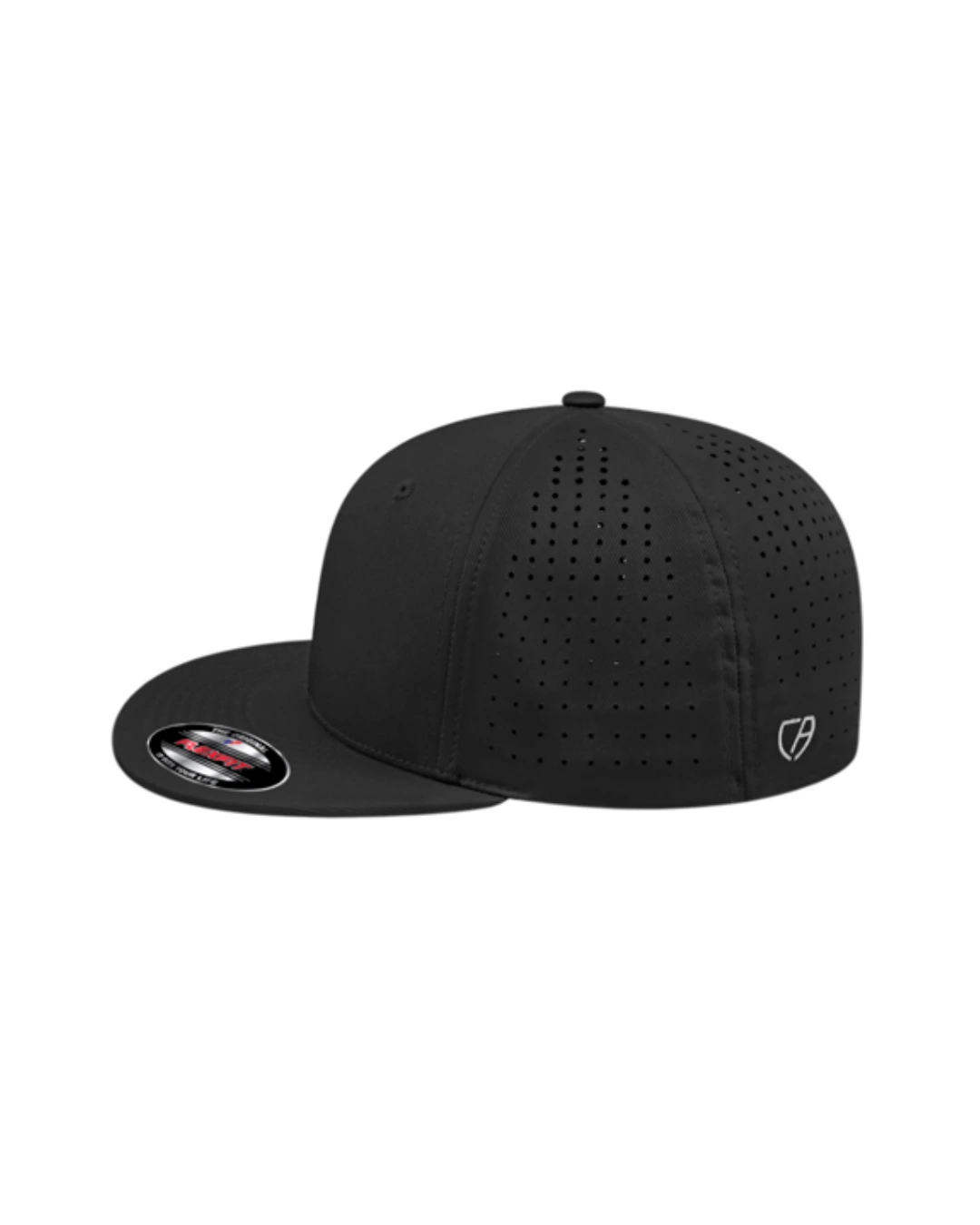 Custom Flexfit hats in Black, side