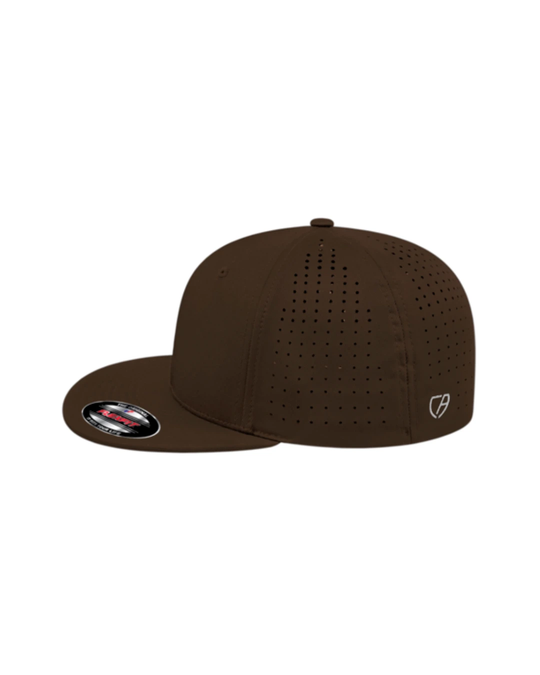 Custom Flexfit hats in Brown, side