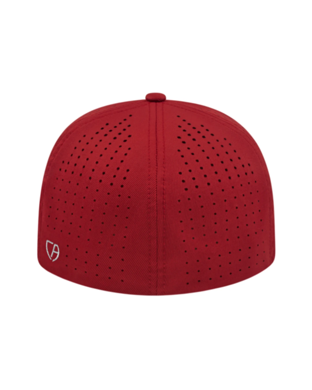 Custom Flexfit hats in Cardinal, back