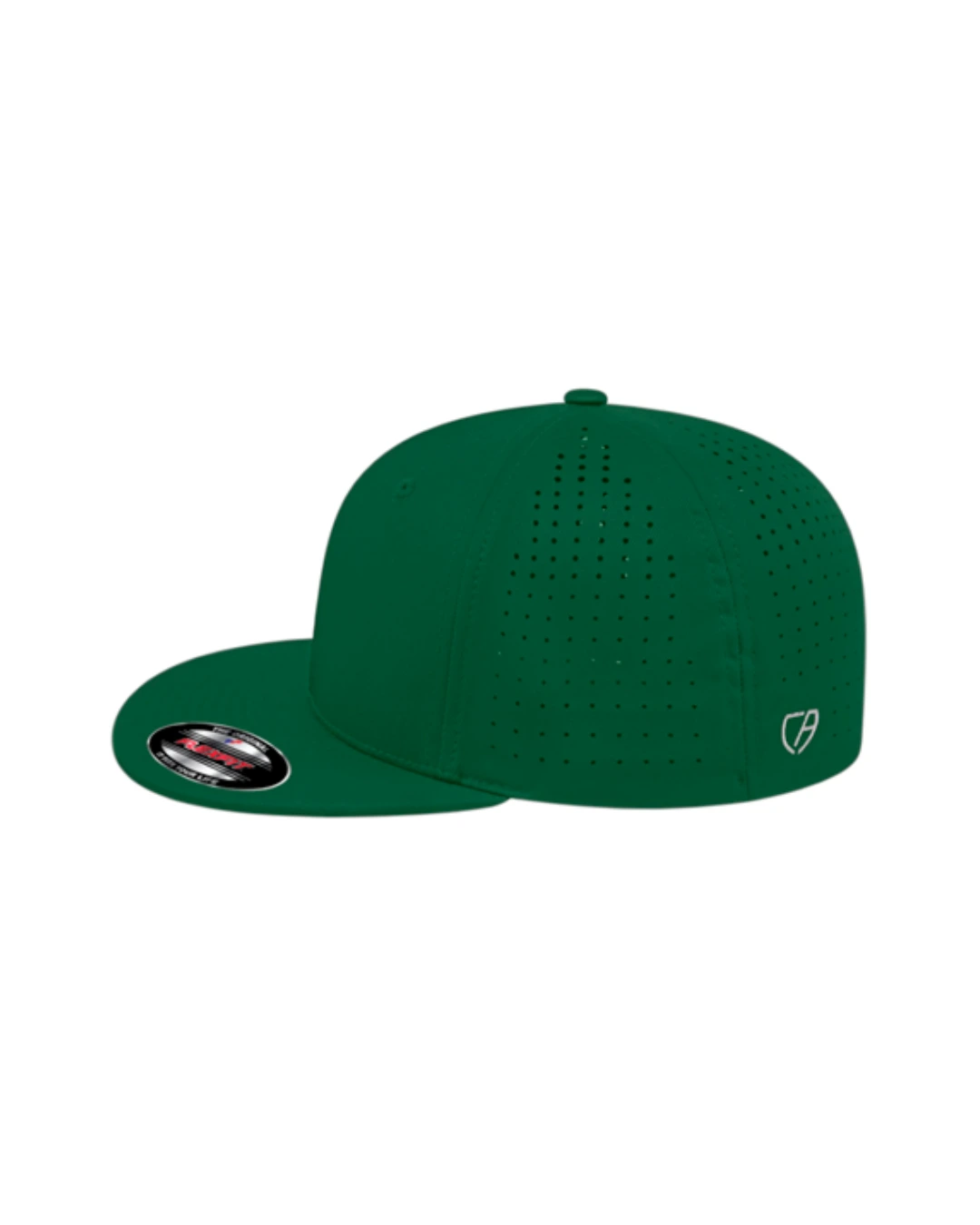 Custom Flexfit hats in Dark Green, side