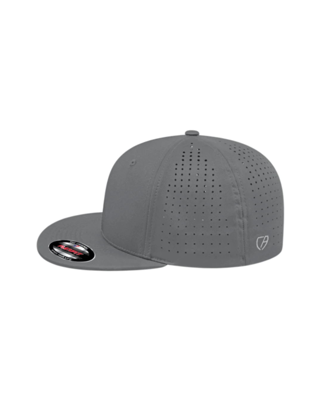 Custom Flexfit hats in Graphite, side