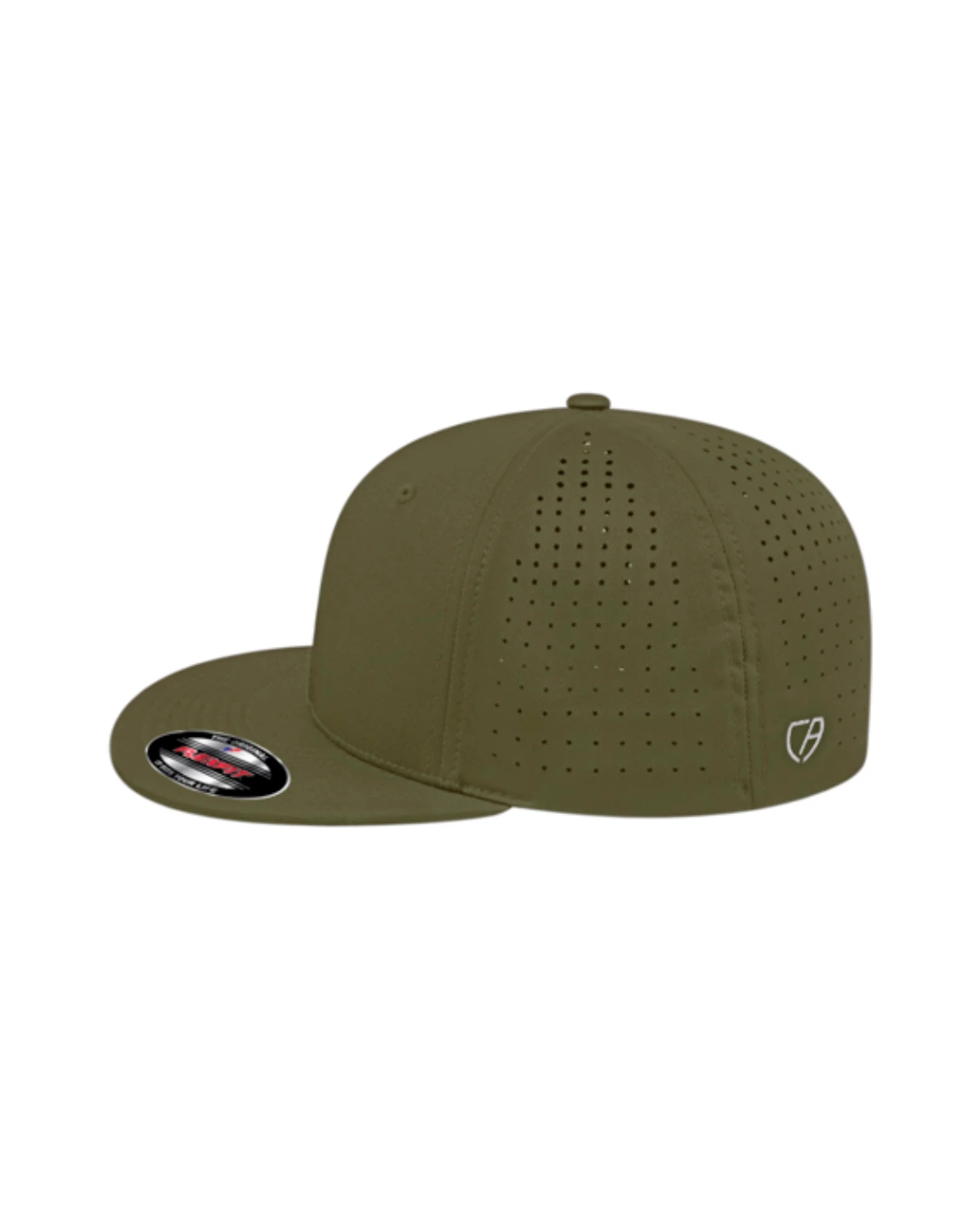 Custom Flexfit hats in Loden, side
