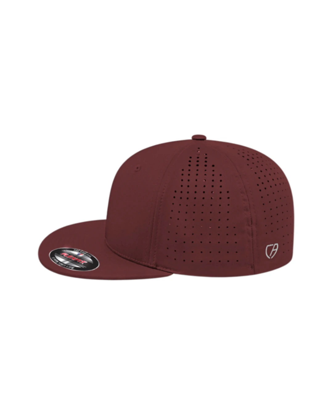 Custom Flexfit hats in Maroon, side
