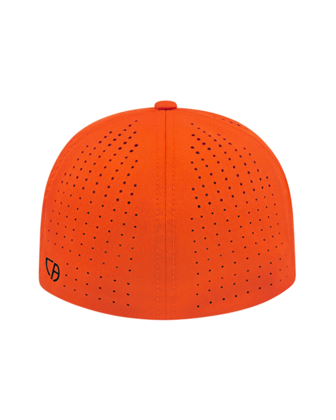Custom Flexfit hats in Orange, back