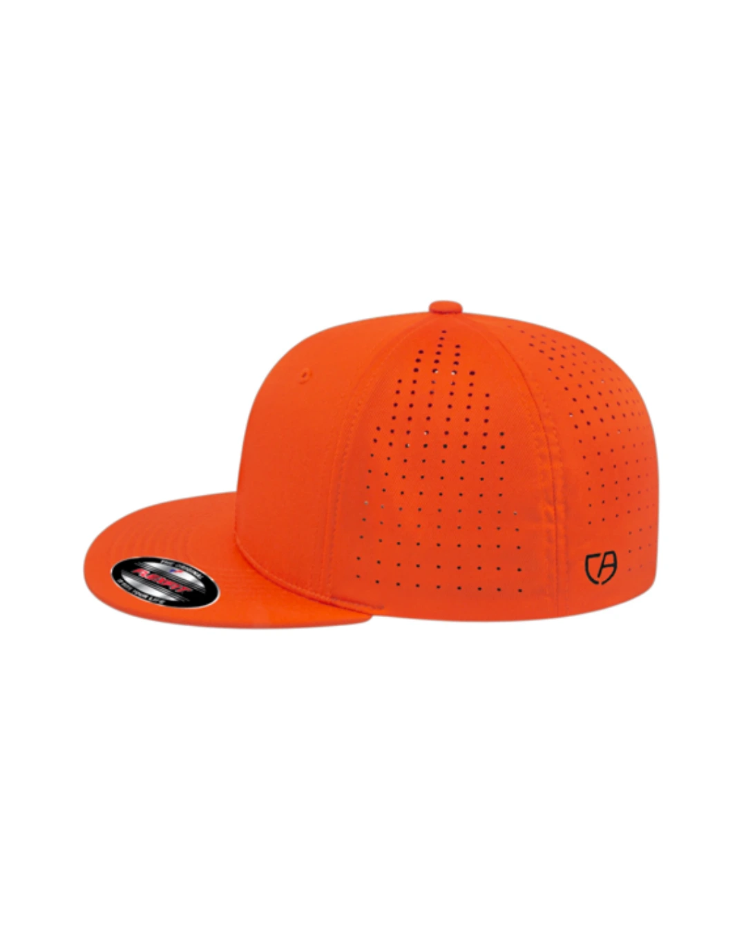 Custom Flexfit hats in Orange, side