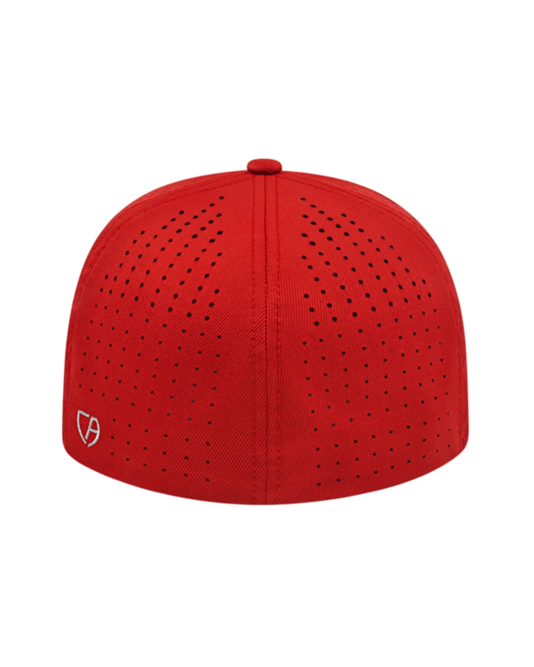 Custom Flexfit hats in Red, back