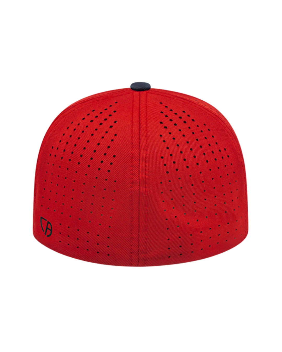 Custom Flexfit hats in Red Navy Blue, back