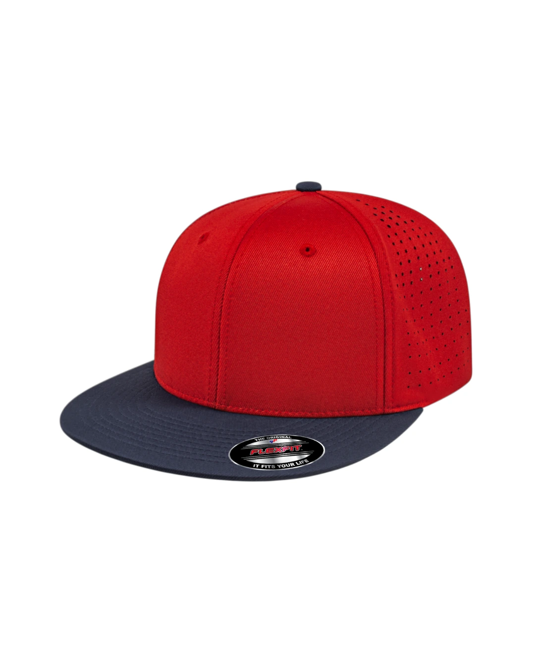 Custom Flexfit hats in Red Navy Blue