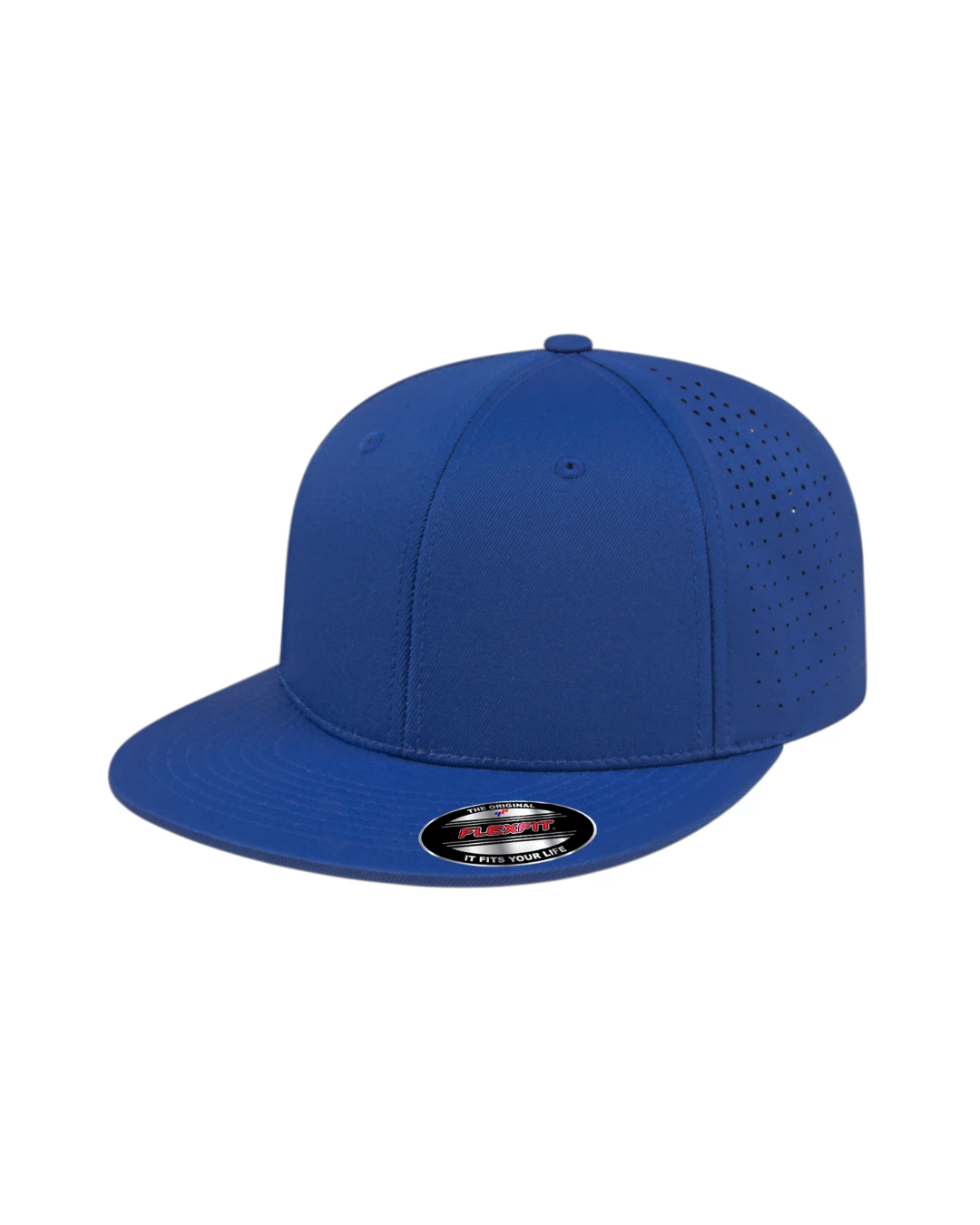 Custom Flexfit hats in Royal Blue