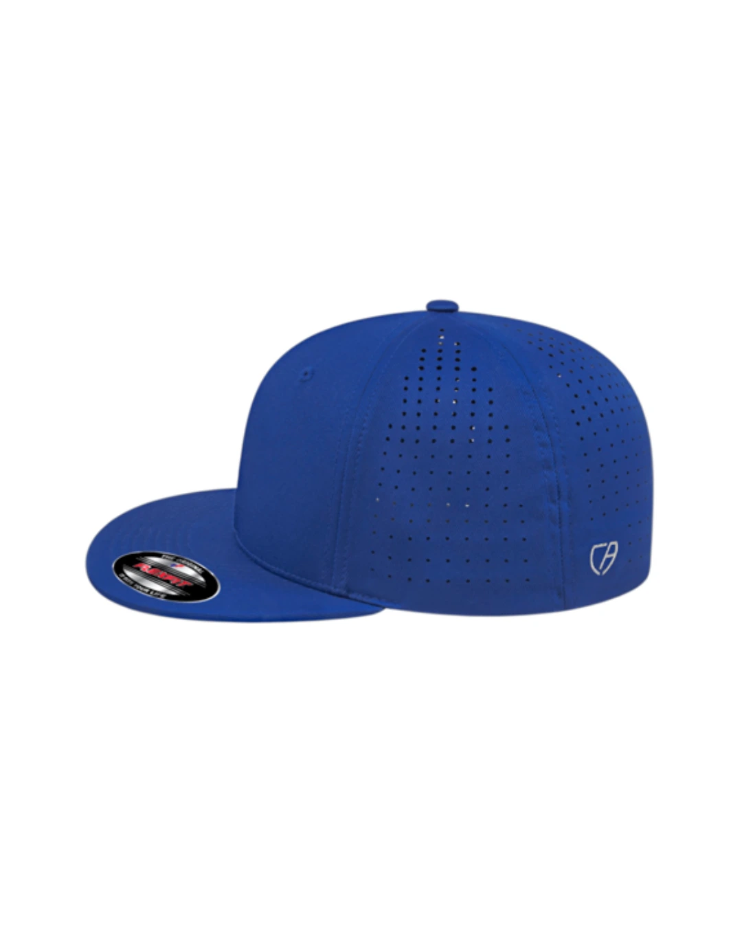 Custom Flexfit hats in Royal Blue, side