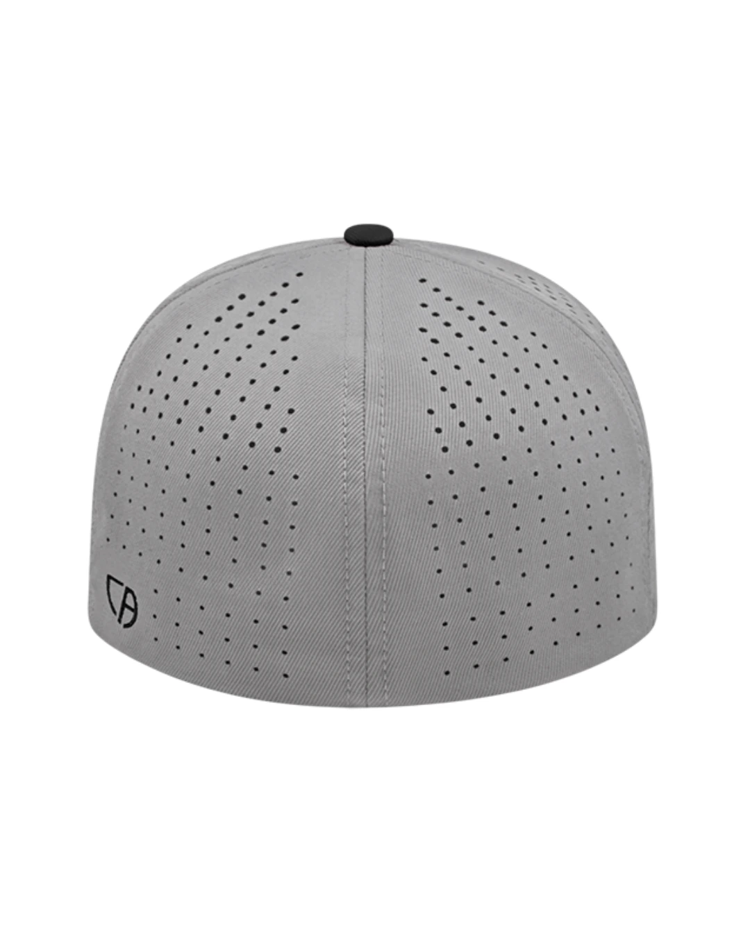 Custom Flexfit hats in Silver Black, back
