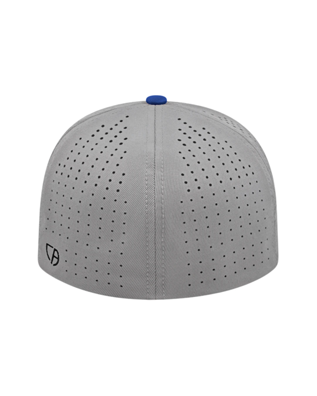 Custom Flexfit hats in Silver Royal Blue, back