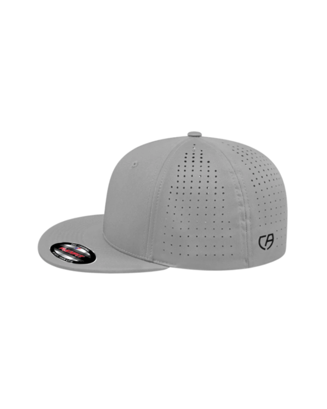 Custom Flexfit hats in Silver, side